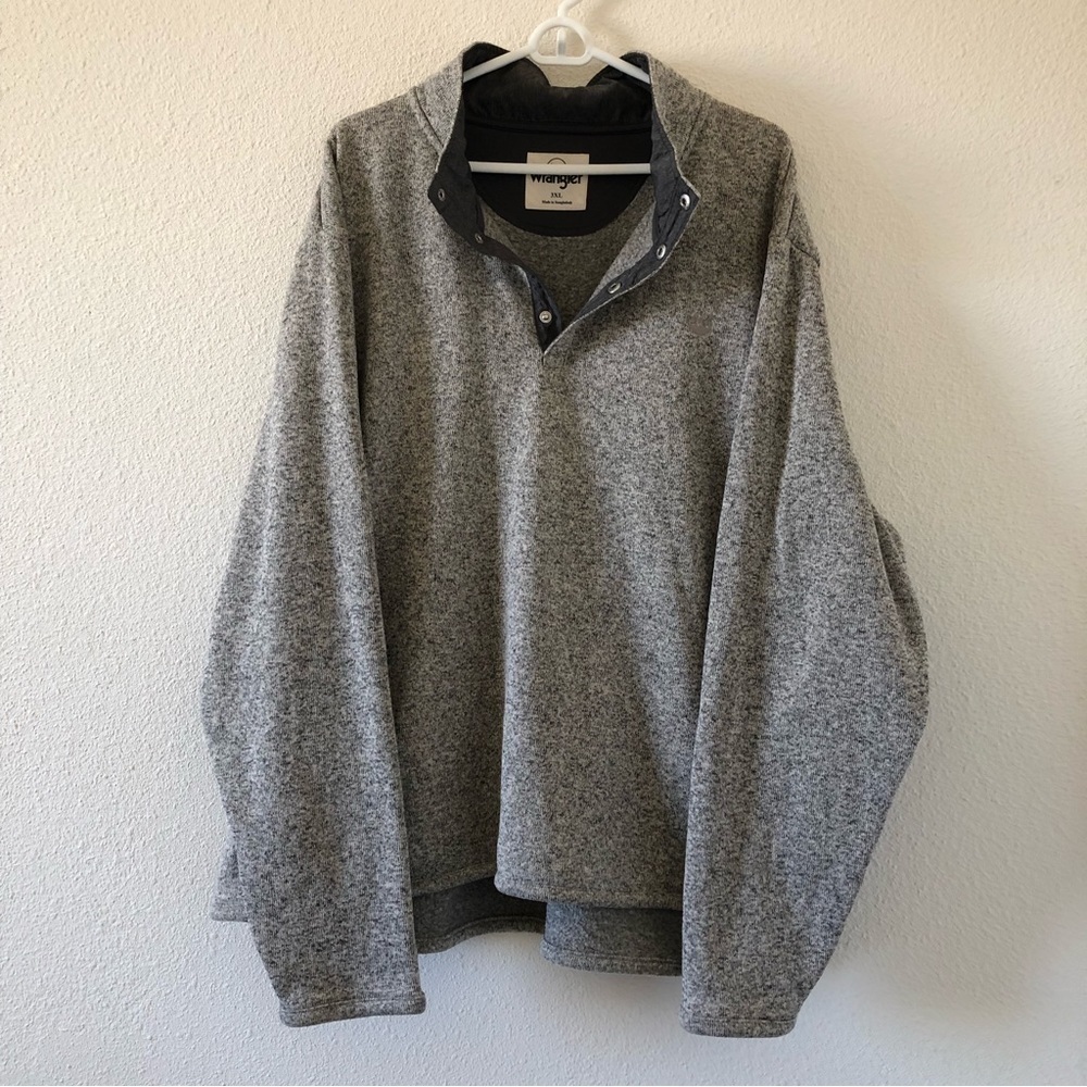 Wrangler Oatmeal 1/3 Snap Up Button Mock Neck Fleece Sweater Men Size 3XL